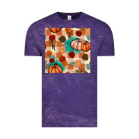 Cloud Purple floral pumpkins seamless pattern Vintage Tee - BundleAndBundleShop