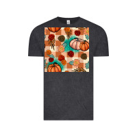 Vintage Black floral pumpkins seamless pattern Vintage Tee - BundleAndBundleShop