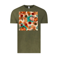 Vintage Olive floral pumpkins seamless pattern Vintage Tee - BundleAndBundleShop