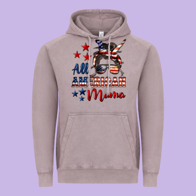 All American Mama Mother's Day Vintage Hoodie Designed By Lillyallendesigns
