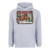 Heather Grey Christmas On The Farm Heavyweight Hoodie - RanaPortraitStore