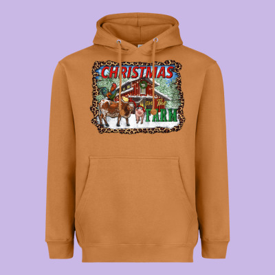 Christmas On The Farm Heavyweight Hoodie Designed By Ranaportraitstore