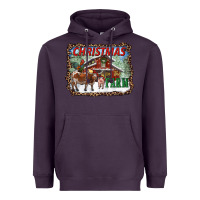 Plum Christmas On The Farm Heavyweight Hoodie - RanaPortraitStore