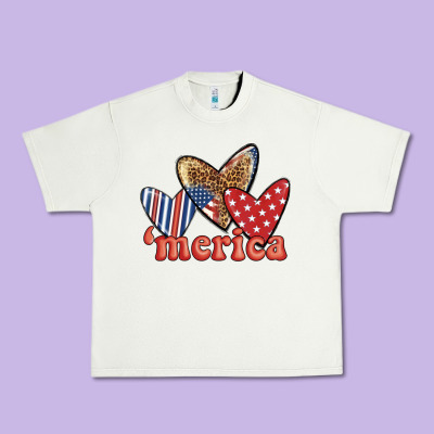 Merica 4th Of July Hearts Urban Heavy Tee Designed By Bundleandbundleshop