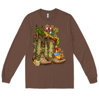 Chestnut Christmas Boots Long Sleeve Tee - CowhideDigitalArt