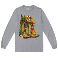 Heather Grey Christmas Boots Long Sleeve Tee - CowhideDigitalArt
