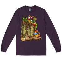 Plum Christmas Boots Long Sleeve Tee - CowhideDigitalArt