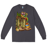 Smoke Christmas Boots Long Sleeve Tee - CowhideDigitalArt