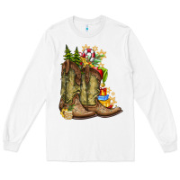 White Christmas Boots Long Sleeve Tee - CowhideDigitalArt