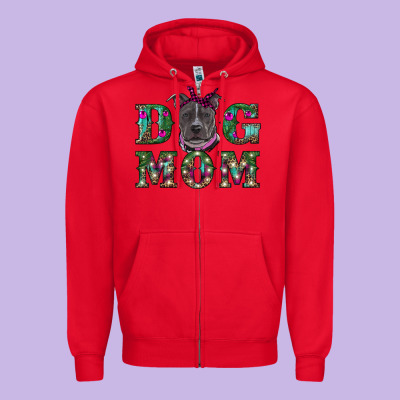 Christmas Dog Mom Pitbull Zipper Hoodie Designed By Ranaportraitstore