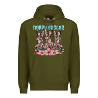 Army Green happy easter bunny Premium Hoodie - Artiststas
