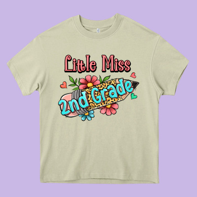 Little Miss Second Grade Heavy Core Tee Designed By Jasminsmagicworld