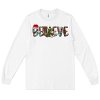 White Believe Christmas Long Sleeve Tee - CowhideDigitalArt