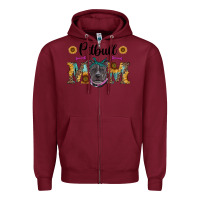 Burgundy western pitbull mom Zipper Hoodie - RanaPortraitStore