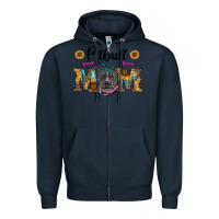 Navy western pitbull mom Zipper Hoodie - RanaPortraitStore