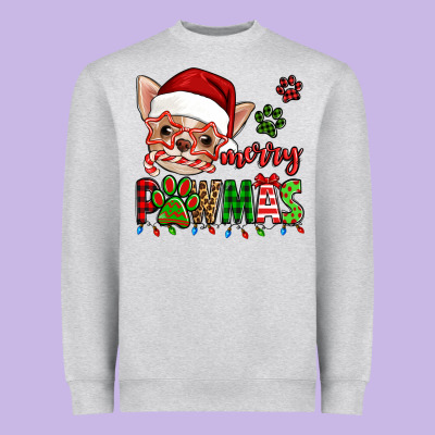 Merry Pawmas Christmas Chihuahua Heavyweight Sweatshirt Designed By Jasminsmagicworld