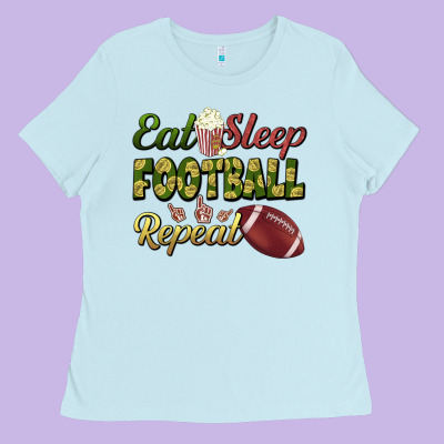 Eat Sleep Football Repeat Ladies Tee Designed By Bundleandbundleshop