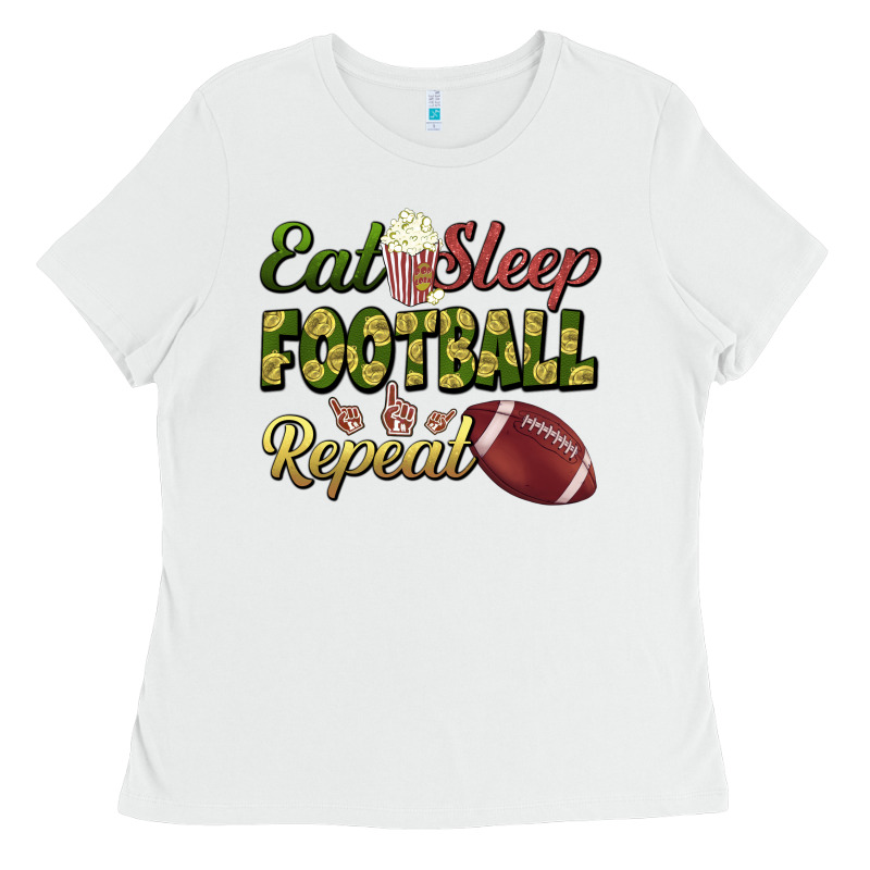 Eat Sleep Football Repeat Ladies Tee by BundleAndBundleShop | Teevron