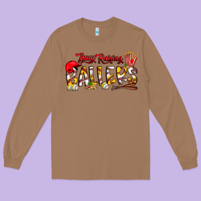 Busy Raising Ballers Long Sleeve Tee Designed By Cowhidedigitalart