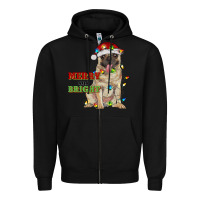Black merry and bright pug Zipper Hoodie - RanaPortraitStore