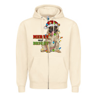 Sandshell merry and bright pug Zipper Hoodie - RanaPortraitStore