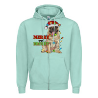 Seafoam merry and bright pug Zipper Hoodie - RanaPortraitStore