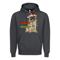 Smoke merry and bright pug Zipper Hoodie - RanaPortraitStore