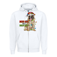 White merry and bright pug Zipper Hoodie - RanaPortraitStore