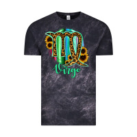 Cloud Black Virgo Zodiac Sign Sunflower Leopard Serape Vintage Tee - RanaPortraitStore