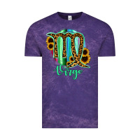 Cloud Purple Virgo Zodiac Sign Sunflower Leopard Serape Vintage Tee - RanaPortraitStore