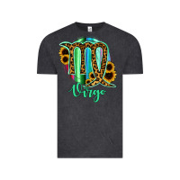 Vintage Black Virgo Zodiac Sign Sunflower Leopard Serape Vintage Tee - RanaPortraitStore