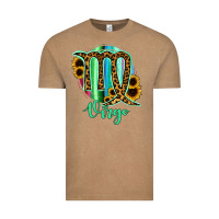 Vintage Coffee Virgo Zodiac Sign Sunflower Leopard Serape Vintage Tee - RanaPortraitStore