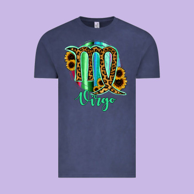 Virgo Zodiac Sign Sunflower Leopard Serape Vintage Tee Designed By Ranaportraitstore