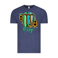 Vintage Denim Virgo Zodiac Sign Sunflower Leopard Serape Vintage Tee - RanaPortraitStore