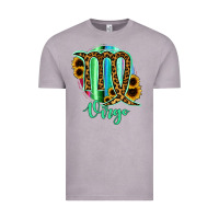 Vintage Zinc Virgo Zodiac Sign Sunflower Leopard Serape Vintage Tee - RanaPortraitStore