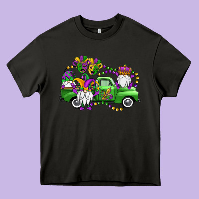 Mardi Gras Gnomes Truck Heavy Core Tee Designed By Oliviacreatesart