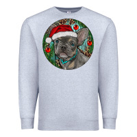 Heather Grey Frenchie Christmas Premium Sweatshirt - RanaPortraitStore
