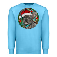 Ocean Blue Frenchie Christmas Premium Sweatshirt - RanaPortraitStore