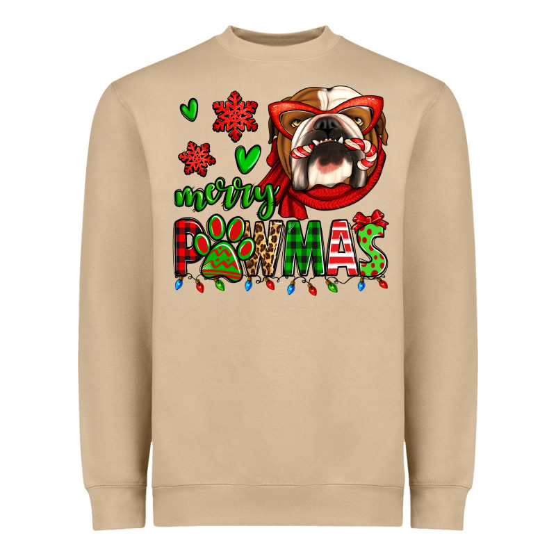 Merry Pawmas Christmas Bulldog Heavyweight Sweatshirt by Jasminsmagicworld | Teevron