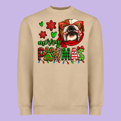 Merry Pawmas Christmas Bulldog Heavyweight Sweatshirt Designed By Jasminsmagicworld