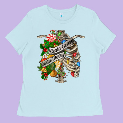 Sorta Merry Sorta Scary Chest Ladies Tee Designed By Fadigitalartstudio