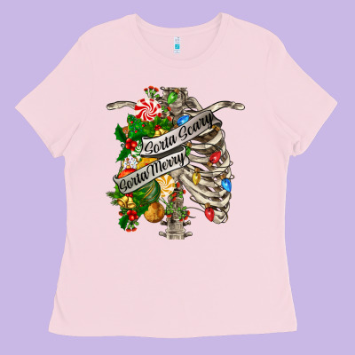 Sorta Merry Sorta Scary Chest Ladies Tee Designed By Fadigitalartstudio