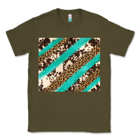 Army Green turquoise glitter leopard and cowhide Classic Tee - Artiststas
