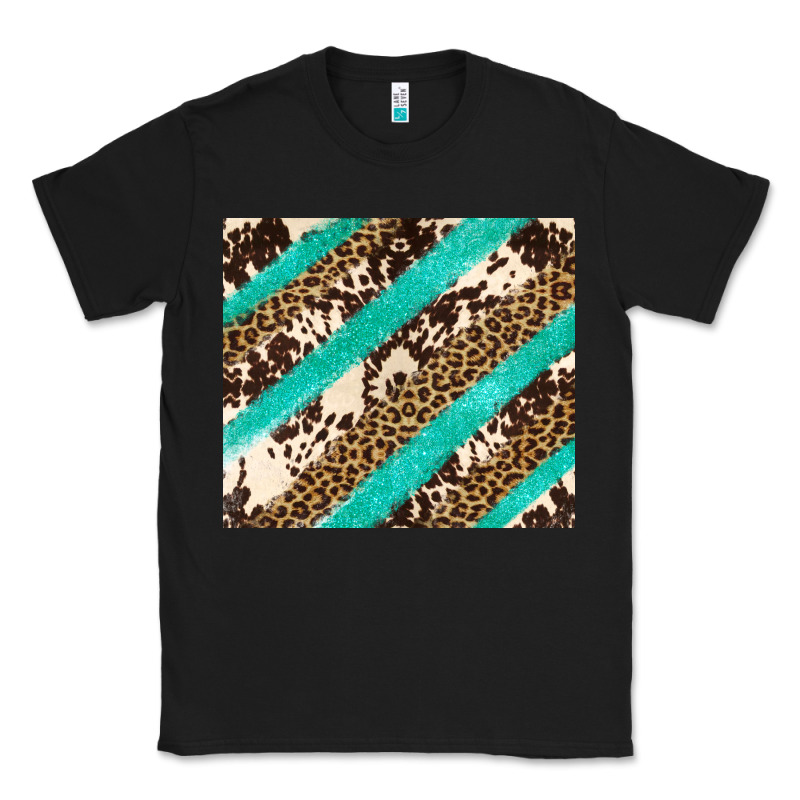 Turquoise Glitter Leopard And Cowhide Classic Tee by Artiststas | Teevron