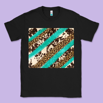 Turquoise Glitter Leopard And Cowhide Classic Tee Designed By Artiststas