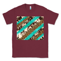 Burgundy turquoise glitter leopard and cowhide Classic Tee - Artiststas