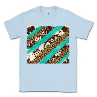 Dusty Blue turquoise glitter leopard and cowhide Classic Tee - Artiststas