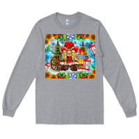Heather Grey Christmas cowboy gnome Long Sleeve Tee - CowhideDigitalArt