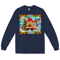Navy Christmas cowboy gnome Long Sleeve Tee - CowhideDigitalArt