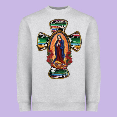 Our Lady Of Guadalupe Cross Heavyweight Sweatshirt Designed By Ranaportraitstore